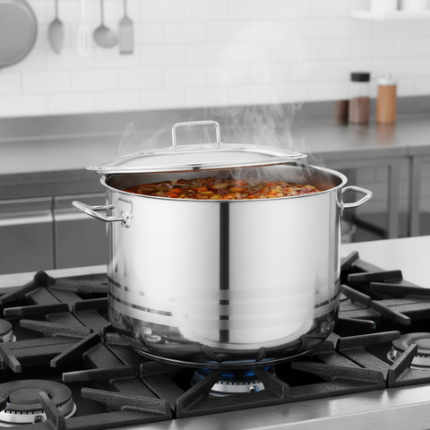 Oala inox profesionala cu capac Gastro fund dublu 45 litri, 45 x 30 cm