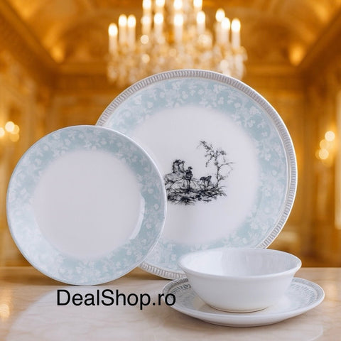 Serviciu de masa din portelan Blue Damask 48 piese pentru 12 persoane design elegant albastru pastel 06