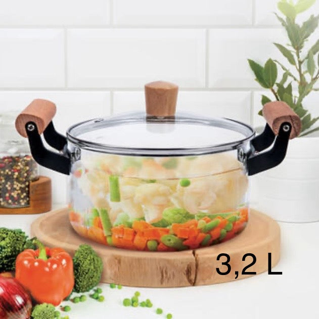 Cratita 3,2 litri sticla borosilicata cu capac rezistenta la temperaturi înalte ideala pentru gătit gustos si sănătos