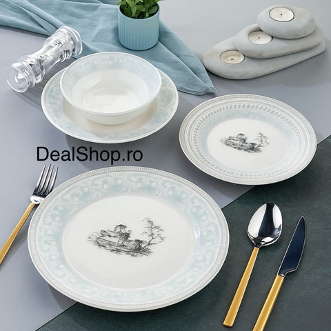 Serviciu de masa 6 persoane din porțelan Blue Damask 24 piese 06