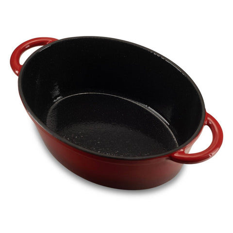 Oală din fonta emailata Hausberg capacitate 4,5 litri diametru 30 x 23 cm adâncime 12 cm interior capac din fontă roșu HB H750