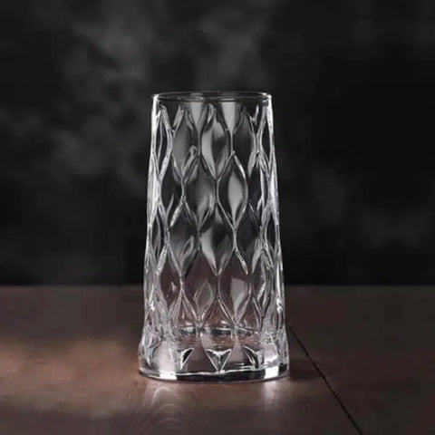 Set 4 pahare înalte Leafy, 345 ml – sticla groasa transparenta design elegant cu model în relief
