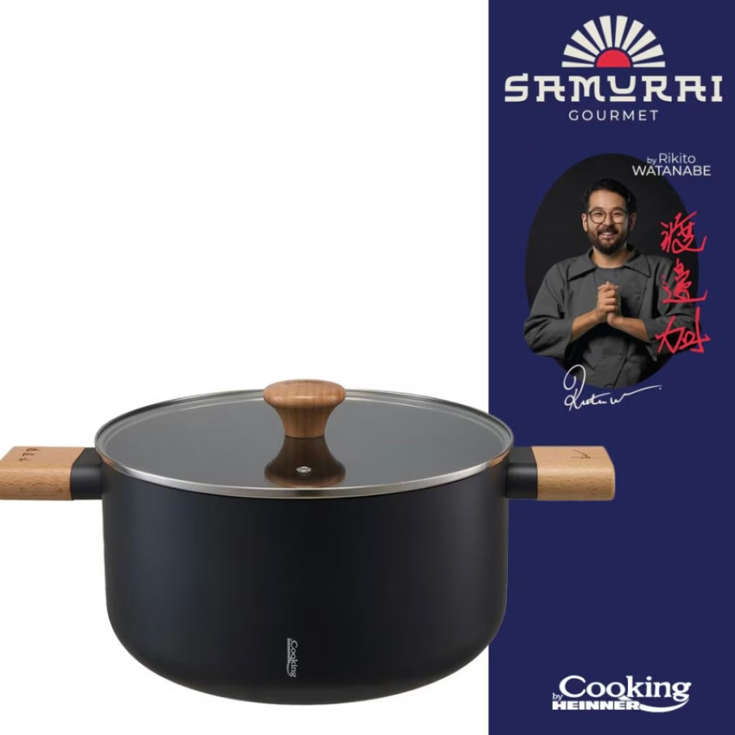 Oala cu capac Cooking by Heinner - Samurai Gourmet by Rikito Watanabe invelis ceramic inductie 24 x 12.5 cm 5.3 litri