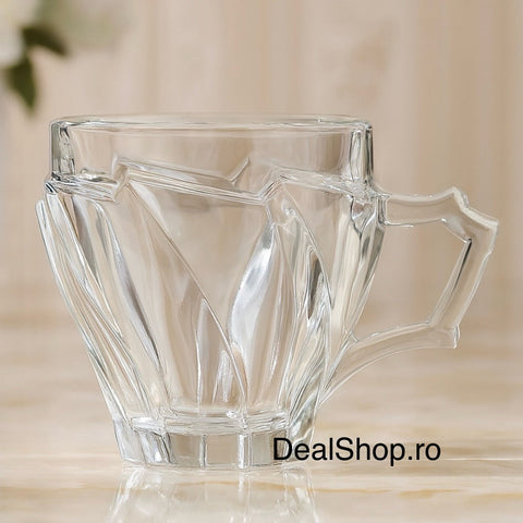Set 6 Cești din Sticlă Rezistentă 240 ml Ebby– Eleganță și Durabilitate pentru Cafea sau Ceai