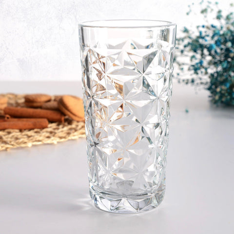 Set 4 Pahare Estrella 290 ml – Sticlă elegantă cu model geometric, ideale pentru apă, suc sau vin alb