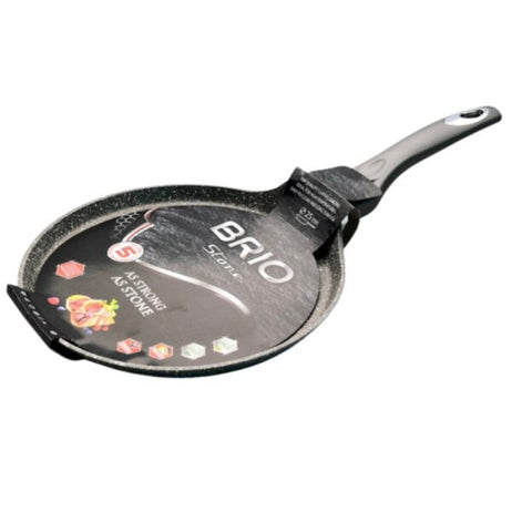 Tigaie Clătite BRIO Stone 25 cm – Înveliș Antiaderent 5 Straturi cu Particule Minerale Compatibilă Inducție