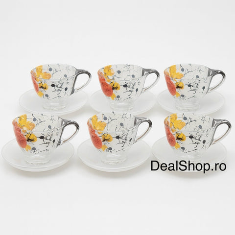 Cești de Ceai și Cafea din Sticlă, 200 ml– Set 6 Bucăți Galaxy, Design Elegant