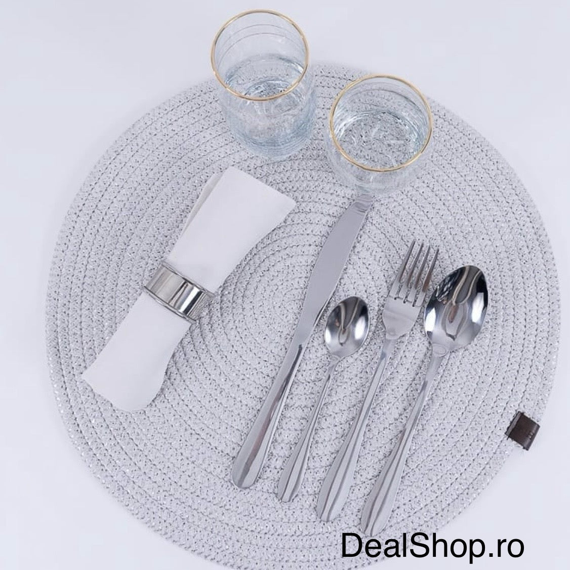 Set tacamuri inox 24 piese pentru 6 persoane cutie diplomat lemn