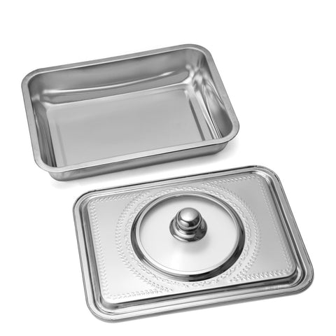 Tavă cuptor inox cu capac 35x26x7 cm, Vanora Home – tavă coacere prăjituri, friptură, lasagna