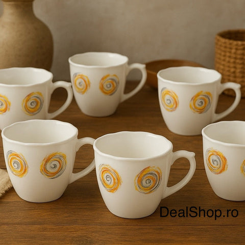 Set 6 Cești Opal Spiral 190 ml  Design Modern și Elegant
