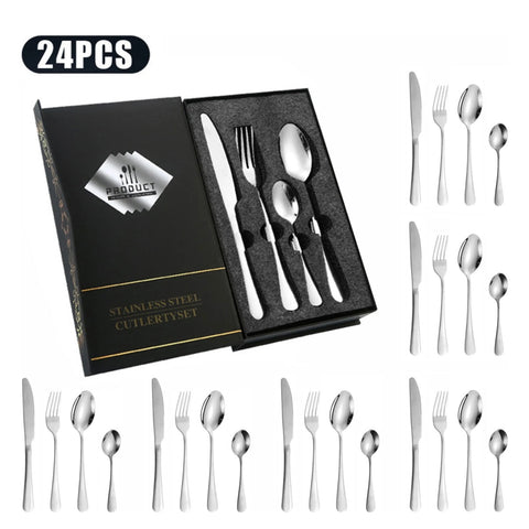 Set tacamuri Inox 24 piese pentru 6 Persoane – Eleganta și Utilitate în Fiecare Masă