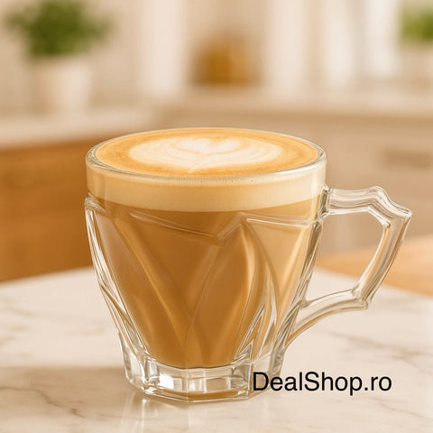 Set 6 Cești din Sticlă Rezistentă 240 ml Ebby– Eleganță și Durabilitate pentru Cafea sau Ceai