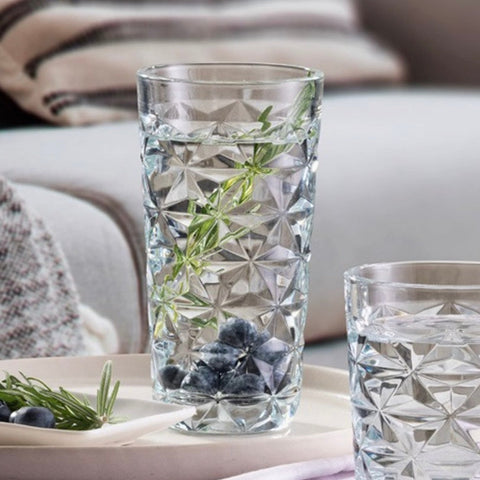 Set 4 Pahare Estrella 290 ml – Sticlă elegantă cu model geometric, ideale pentru apă, suc sau vin alb