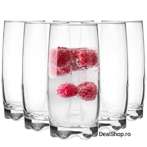 Set 12 pahare din sticla LAV Adora 390 ml – Pahare Pentru Apa Sucuri și Limonada Design Modern