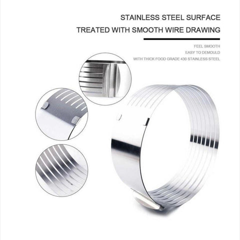 Inel ajustabil pentru tort 24-30cm, inox, 6 spatii pentru feliere, argintiu