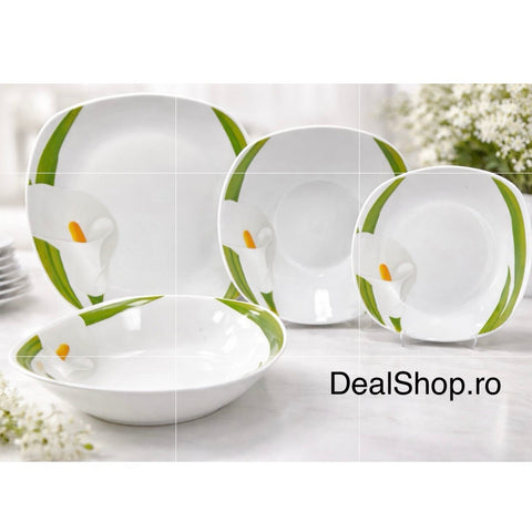 Serviciu de Masă din Porțelan 19 Piese, pentru 6 persoane ,Model Floral Cală TL 173-7 pentru 6 Persoane