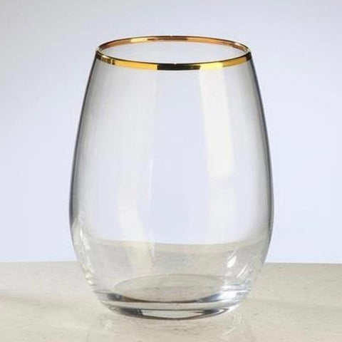 Set 6 pahare Amber Gold 350 ml – margine auriu, sticla premium eleganta