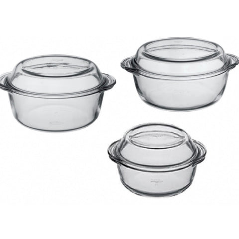 Set 3 vase din yena cu capac rotunde – Borcam, 0,84 litru 1,5 litri si 2,1 litri 159021