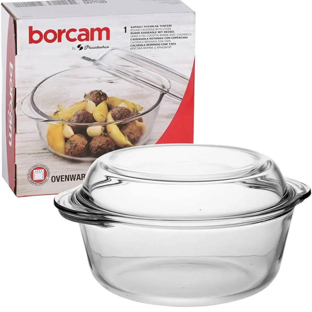 Vas termorezistent yena Borcam cu capac 1.45 L – 19 x 12 cm pentru cuptor 59023