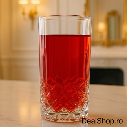 Set 12 pahare din sticlă Kaveh, 330 ml design elegant pentru băuturi reci și cocktailuri