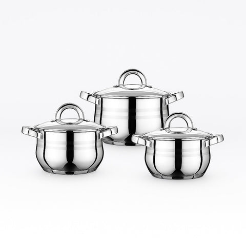Set Oale Inox 6 Piese cu Capace – 2.8L, 3.8L, 6.5L  Fund Multistrat Capsule 3 Straturi SW05A