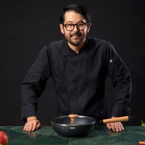 Tigaie wok cu capac Cooking by Heinner Samurai Gourmet by Rikito Watanabe invelis ceramic inductie 26 x 7.5 cm