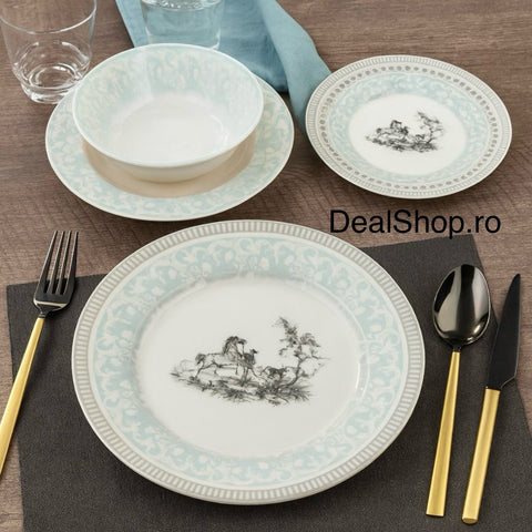 Serviciu de masa 6 persoane din porțelan Blue Damask 24 piese 06