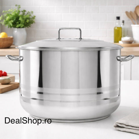 Oala inox profesionala cu capac Gastro, fund dublu 54 litri, 50 x 30 cm