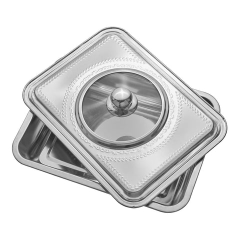 Tavă cuptor inox cu capac 35x26x7 cm, Vanora Home – tavă coacere prăjituri, friptură, lasagna