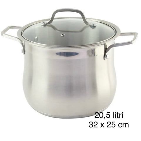 Oala 20.5 litri inox fund triplu capac din sticla Swan-Belly cantitate oala  32 x 25 cm