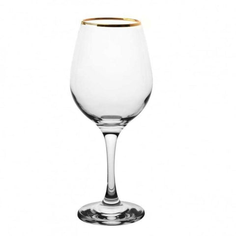 Set 6 Pahare Vin Amber Gold 365 ml – Sticla premium margine auriu eleganta