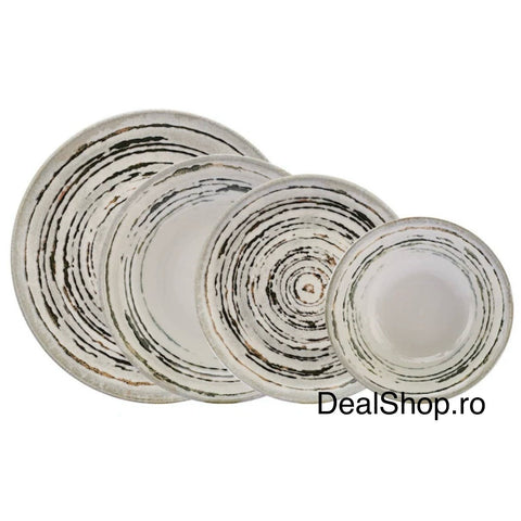 Serviciu de Masa din Porțelan Verde Rustico 48 Piese pentru 12 Persoane Design Pictural Circular Eleganta Rustica și Stil Modern 187