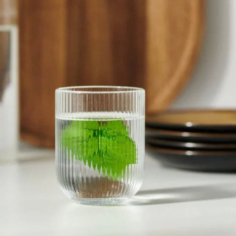Set 18 Pahare din Sticlă Mansoura Alex 250 ml Design Modern cu Textură în Dungi CADOUL PERFECT