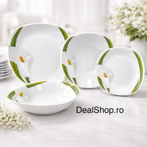 Serviciu de Masă din Porțelan 19 Piese, pentru 6 persoane ,Model Floral Cală TL 173-7 pentru 6 Persoane