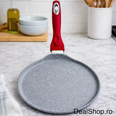 Tigaie pentru clătite SWAN 24 cm, strat marmorat antiaderent inducție roșu – Pancake Pan