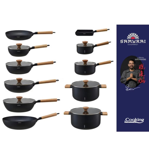 Tigaie wok cu capac Cooking by Heinner - Samurai Gourmet by Rikito Watanabe, invelis ceramic Inductie 20 x 7 cm