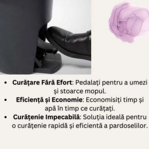 Găleată cu Pedală 15 Litri și Mop Rotativ cu Coada Reglabilă – Rezervă Inclusă, Sistem Centrifugare