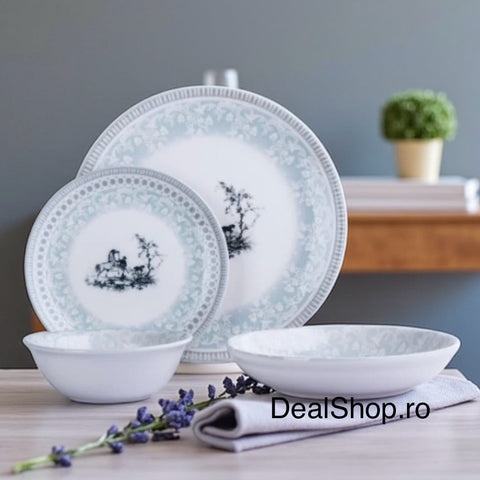 Serviciu de masa 6 persoane din porțelan Blue Damask 24 piese 06
