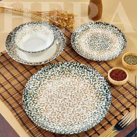 Serviciu de masa din portelan 24 piese pt 6 persoane cu design animal print Leopard 05