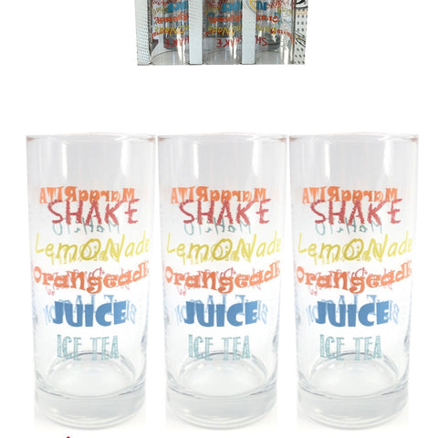 Set 6 pahare din sticlă design colorat 270 ml pt Suc apa Cocktailuri și Ice Tea Cadoul perfect