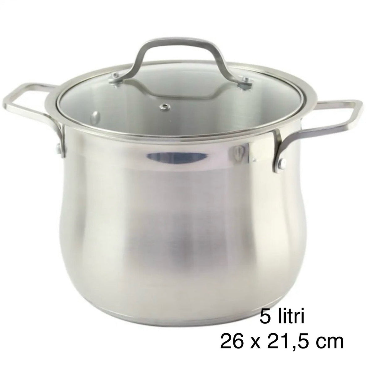 Oala 11 litri inox, fund triplu, capac din sticlă Swan-Belly cantitate oala 11 litri ,26 x 21,5 cm