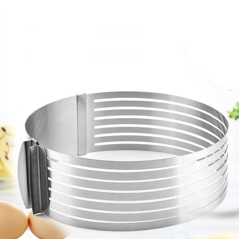 Inel ajustabil pentru tort 24-30cm, inox, 6 spatii pentru feliere, argintiu