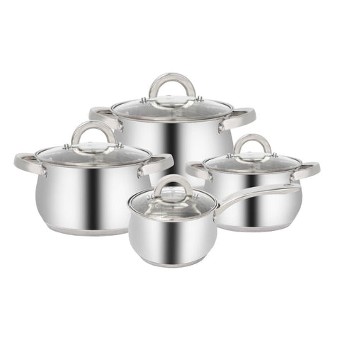 Set Oale Inox 16-18-20-24 cm cu Capace Fund Capsulat Compatibile cu Toate Plitele SW06B