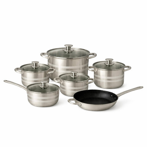Set oale inox 12 piese cu fund triplu stratificat pentru toate sursele de caldura SWO3A