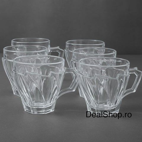 Set 6 Cești din Sticlă Rezistentă 240 ml Ebby– Eleganță și Durabilitate pentru Cafea sau Ceai