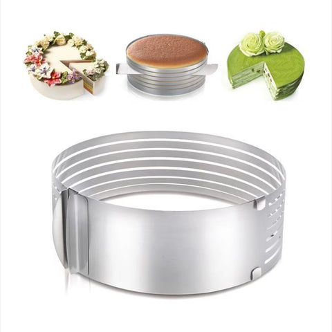 Inel ajustabil pentru tort 24-30cm, inox, 6 spatii pentru feliere, argintiu