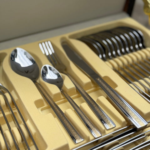 Set tacamuri 72 piese Limited Edition LV 1005 din otel inoxidabil  Serviciu Elegant pentru 12 Persoane cu Valiza Premium