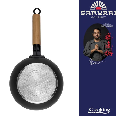Tigaie wok cu capac Cooking by Heinner - Samurai Gourmet by Rikito Watanabe, invelis ceramic Inductie 20 x 7 cm