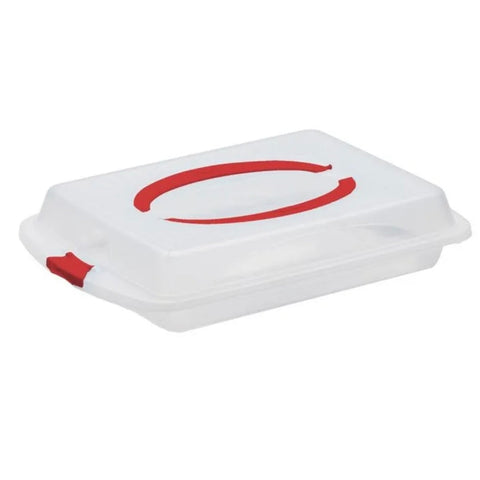 Suport tort prăjituri cu capac si maner dreptunghiular 45 x 30 x 10 cm