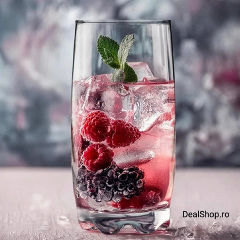 Set 12 pahare din sticla LAV Adora 390 ml – Pahare Pentru Apa Sucuri și Limonada Design Modern
